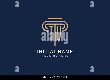 TV initial pillar logo, elegant and luxury law firm logo design ideas Stock Vector