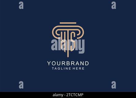 XS initial pillar logo, elegant and luxury law firm logo design ideas Stock Vector