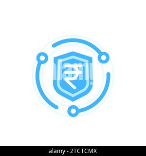digital rupee for secure electronic payments icon Stock Vector