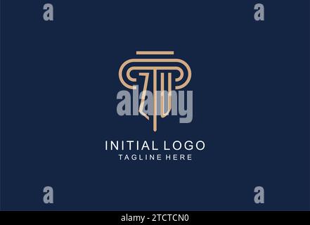 ZU initial pillar logo, elegant and luxury law firm logo design ideas Stock Vector