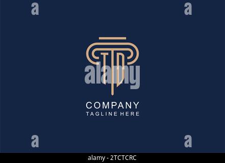 TD initial pillar logo, elegant and luxury law firm logo design ideas Stock Vector