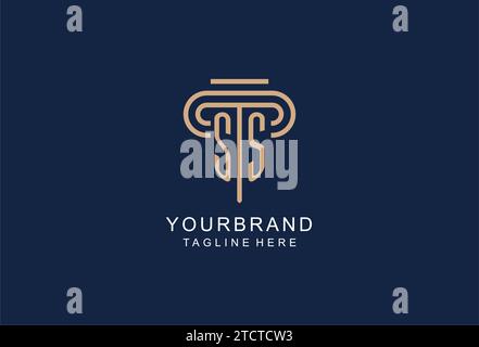 SS initial pillar logo, elegant and luxury law firm logo design ideas Stock Vector