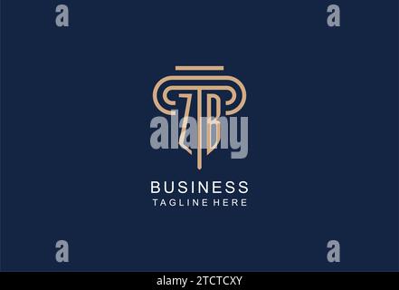 ZB initial pillar logo, elegant and luxury law firm logo design ideas Stock Vector