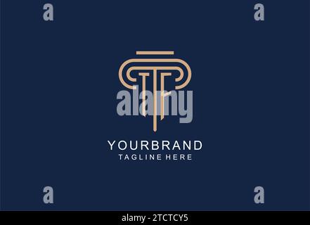 TF initial pillar logo, elegant and luxury law firm logo design ideas Stock Vector