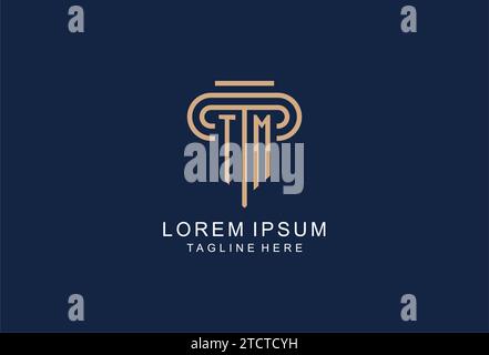 TM initial pillar logo, elegant and luxury law firm logo design ideas Stock Vector