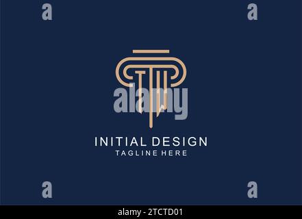 TW initial pillar logo, elegant and luxury law firm logo design ideas Stock Vector