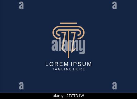ZZ initial pillar logo, elegant and luxury law firm logo design ideas Stock Vector