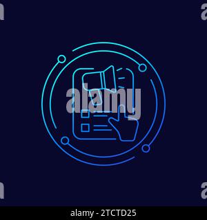 Digital marketing icon, linear design Stock Vector