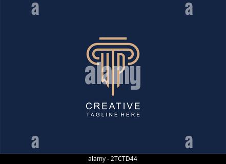 WP initial pillar logo, elegant and luxury law firm logo design ideas Stock Vector