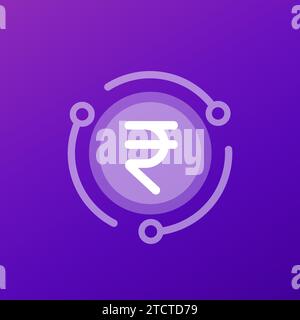 digital rupee, eINR icon, digital indian currency Stock Vector