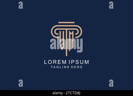 VM initial pillar logo, elegant and luxury law firm logo design ideas Stock Vector