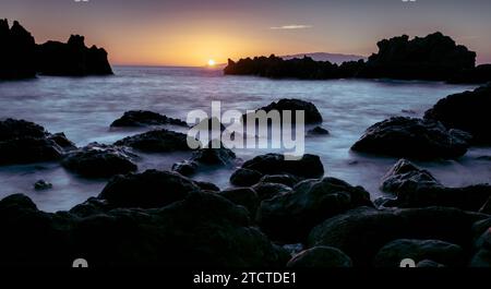 Tenerfie Rocky Beach sunset Stock Photo