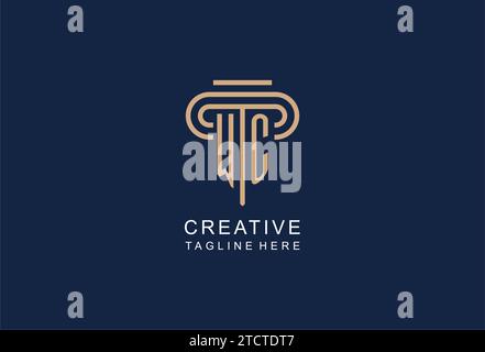 WC initial pillar logo, elegant and luxury law firm logo design ideas Stock Vector