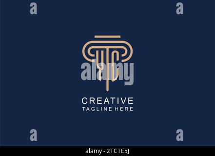 YC initial pillar logo, elegant and luxury law firm logo design ideas Stock Vector