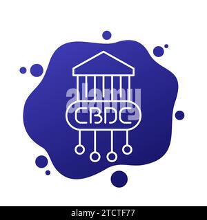 CBDC, digital currency line vector icon Stock Vector
