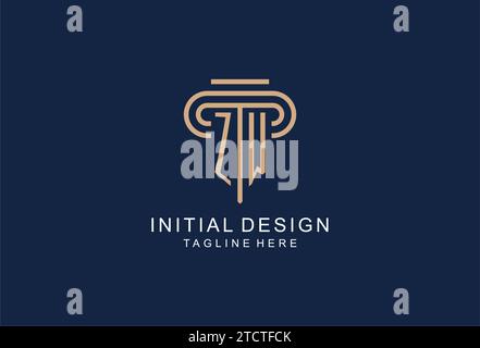 ZW initial pillar logo, elegant and luxury law firm logo design ideas Stock Vector