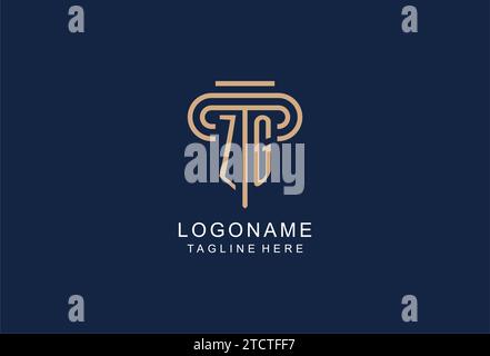 ZG initial pillar logo, elegant and luxury law firm logo design ideas Stock Vector