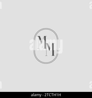 Initial MM wedding monogram logo design vector graphic Stock Vector
