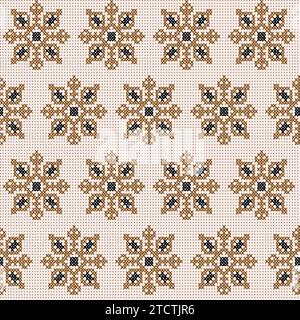 Cross stitch traditional embroidery with flowers Stock Vector