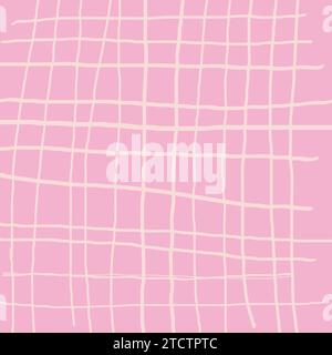 Colorful crossed lines grid mesh pastel vector pattern. Hand drawn doodle squared pattern. Gender neutral cute plaid design with simple checkered text Stock Vector