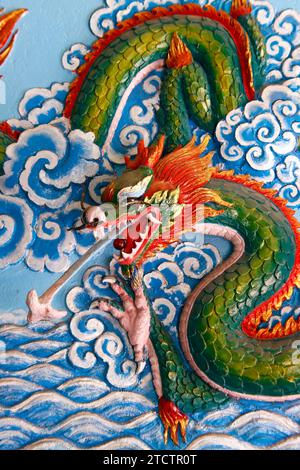 Mongkol Serei Kien Khleang Pagoda. Statue of Dragon.  Phnom Penh; Cambodia. Stock Photo