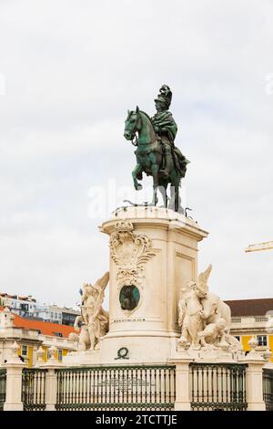 Statue of King Jose I on horseback, Praca do Comercio. Lisbon, Portugal Stock Photo