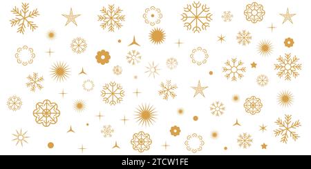 Vector elegant background with gold snowflakes background Stock Vector