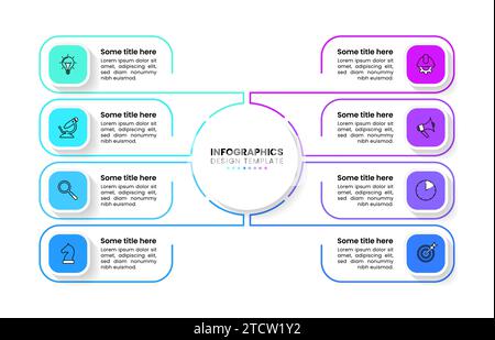 Infographic template with icons and 8 options or steps. Can be used for workflow layout, diagram, banner, webdesign. Vector illustration Stock Vector