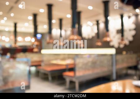 Korean barbecue grill restaurant interior blur background with bokeh light Stock Photo