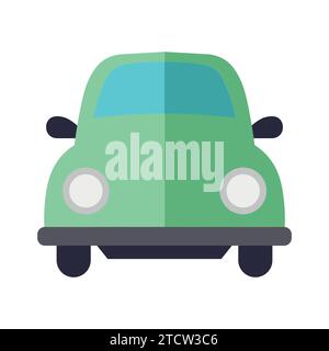 Green cartoon car front view isolated on white background, colorful ...