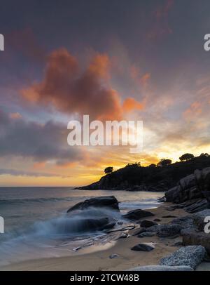 long exposure of Cavoli Beach on Elba Island at sunset Stock Photo - Alamy