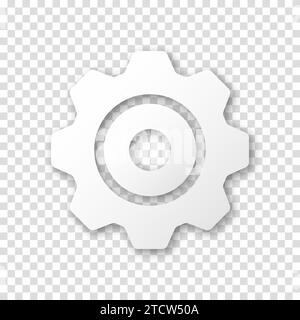 Gear icon, flat design. Machine sprocket gear icon. Realistic vector cogwheel sign symbol on a transparent background. Stock Vector