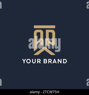 AP initial monogram logo design in a rectangular style with curved side ideas Stock Vector