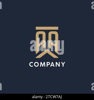 AA initial monogram logo design in a rectangular style with curved side ideas Stock Vector