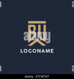BU initial monogram logo design in a rectangular style with curved side ideas Stock Vector