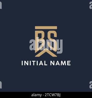 BS initial monogram logo design in a rectangular style with curved side ideas Stock Vector
