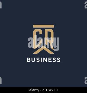 CR initial monogram logo design in a rectangular style with curved side ideas Stock Vector