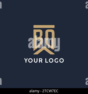BO initial monogram logo design in a rectangular style with curved side ideas Stock Vector