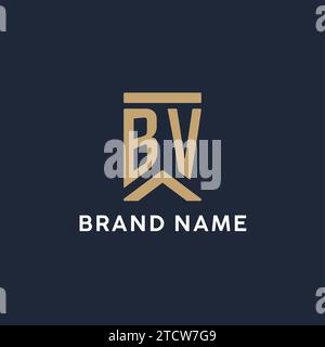 BV initial monogram logo design in a rectangular style with curved side ideas Stock Vector