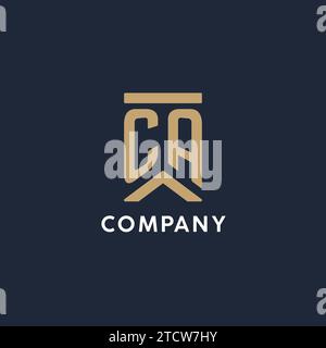 CA initial monogram logo design in a rectangular style with curved side ideas Stock Vector