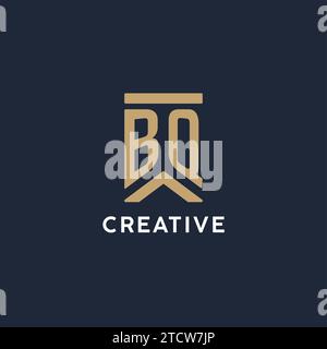 BQ initial monogram logo design in a rectangular style with curved side ideas Stock Vector