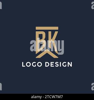 BK initial monogram logo design in a rectangular style with curved side ideas Stock Vector