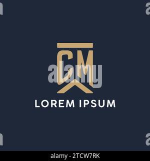 CM initial monogram logo design in a rectangular style with curved side ideas Stock Vector