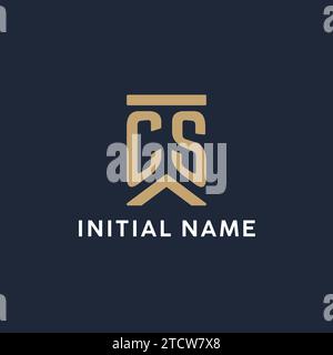 CS initial monogram logo design in a rectangular style with curved side ideas Stock Vector