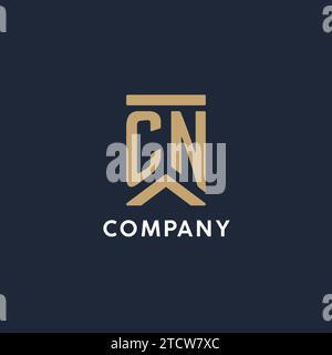 CN initial monogram logo design in a rectangular style with curved side ideas Stock Vector