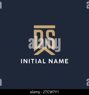 DS initial monogram logo design in a rectangular style with curved side ideas Stock Vector