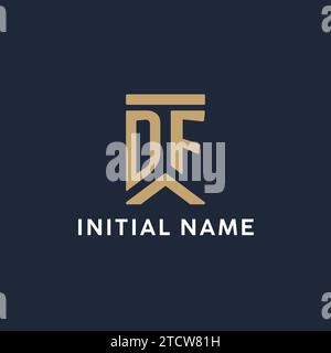 DF initial monogram logo design with pentagon shape style design ideas ...