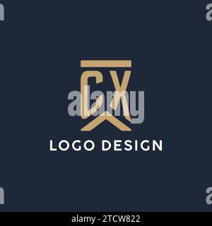 CX initial monogram logo design with square shape design inspiration ...