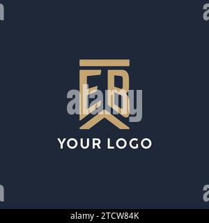 EB initial monogram logo design in a rectangular style with curved side ideas Stock Vector