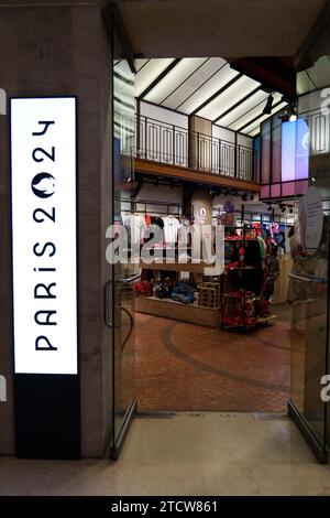 Paris, France. 12th Dec, 2023. Illustration of a store/shop front for the 2024 Olympic Games in the Carrousel du Louvre in Paris on december 12, 2023. Photo by Alexis Jumeau/ABACAPRESS.COM Credit: Abaca Press/Alamy Live News Stock Photo